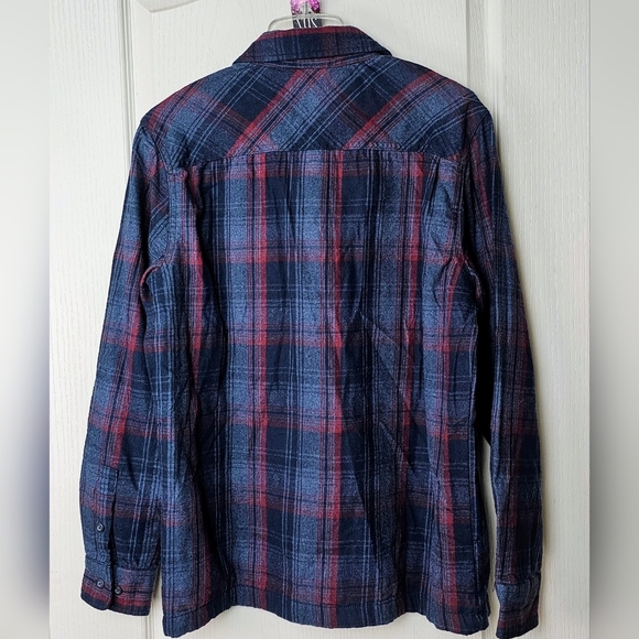 Prana Glover Park Men's Lined Flannel Shirt Jacket Plaid, Dark Sky, SMALL - Picture 8 of 13